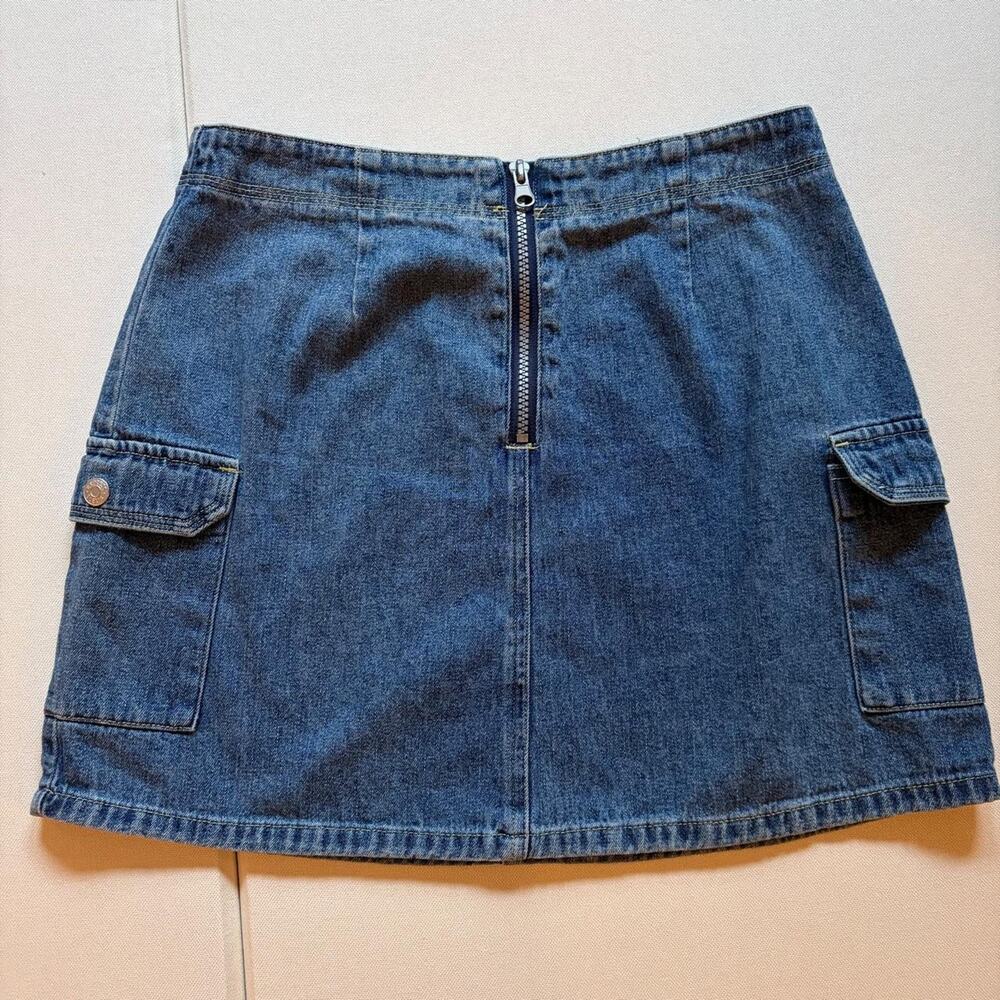 Vintage 90s Express Bleus Full Zip Cargo Denim Mini Skirt 5/6 - Picture 3 of 6